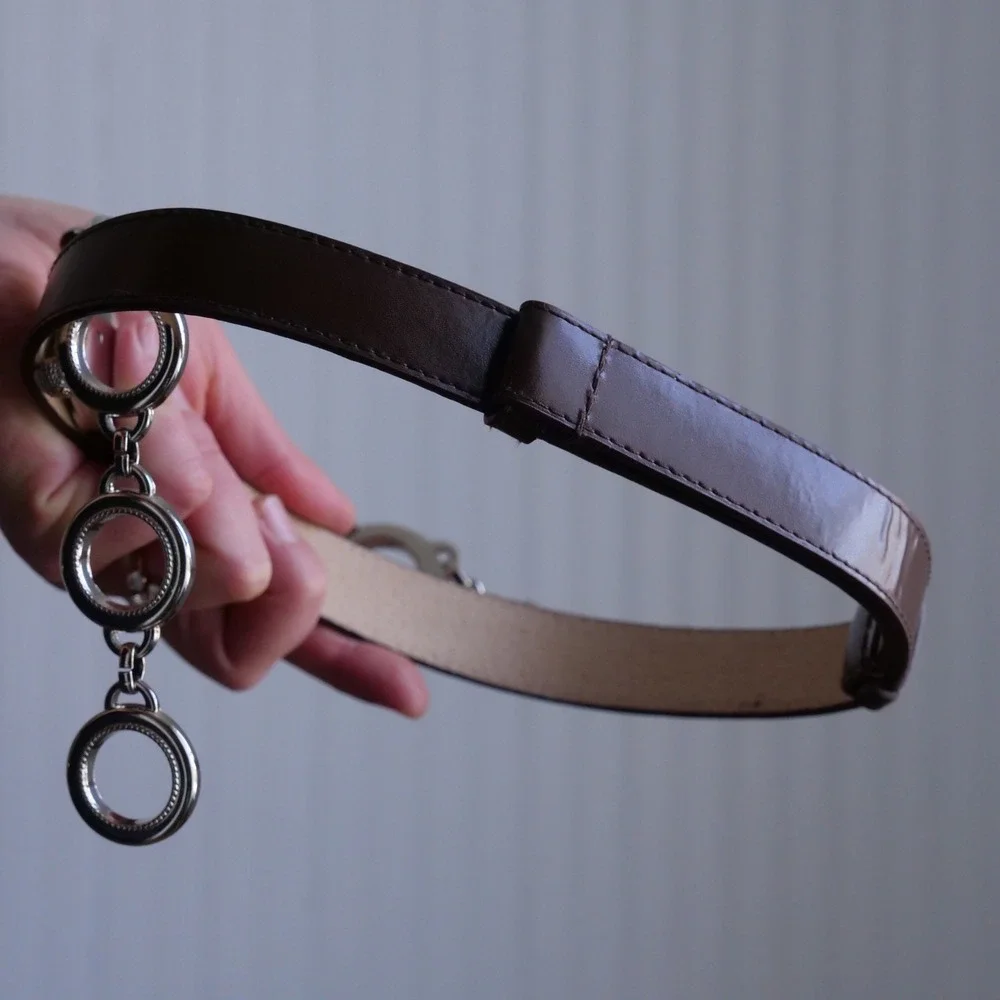 Gorgeous 90s Lake Shore Drive boho‎ brown leather statement belt